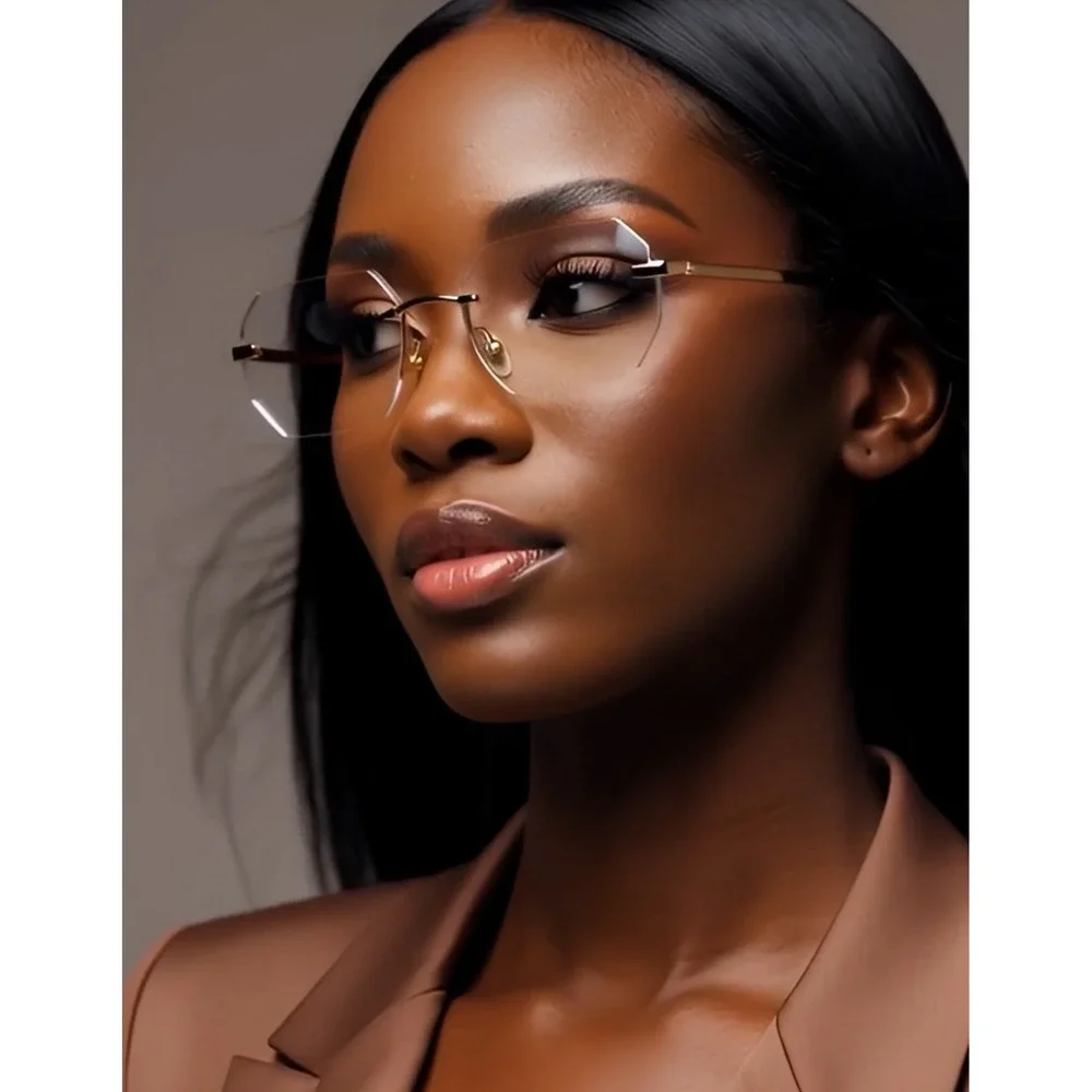 Eyeglasses Cutout‎ Clear Lens Glasses Gold Frame Women Fashion Accessory Gafas